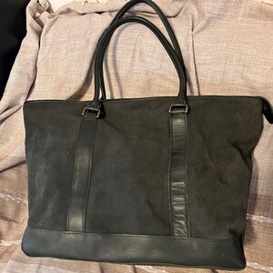 LL BEAN - Olive Green Suede Satchel - Carryall